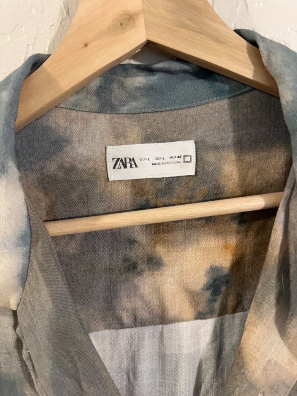 Zara Blue Abstract Tie Dye Button Front Casual Summer Shirt - Picture 8 of 11